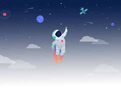 To the Moon! astronaut illustration jetpack space