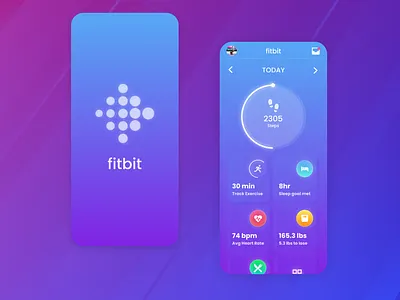 Daily UI Fitbit Redesign android app dailyui design fitbit gradient graphic ios ios app redesign ui ux uxdesign vector web website