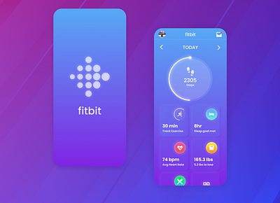 Daily UI Fitbit Redesign android app dailyui design fitbit gradient graphic ios ios app redesign ui ux uxdesign vector web website