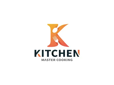Fork and Spoon with letter K logo template breakfast cafe chef colorful cook dinner drink food fork kitchen knife lunch menu modern restaurant spoon