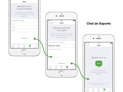 Customer support app chat guide help intelbras ios live chat mobile support user flow