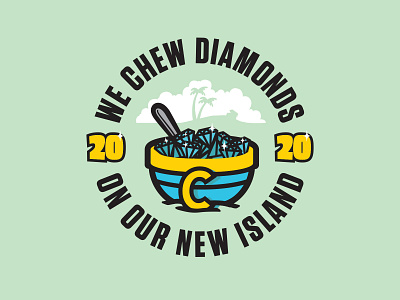 Chew Diamonds branding cereal design illustration island logo mark tropical type typography