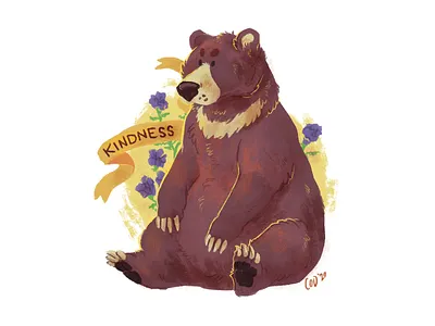 Kindness animal bear design illustration stylized