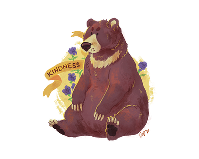 Kindness animal bear design illustration stylized