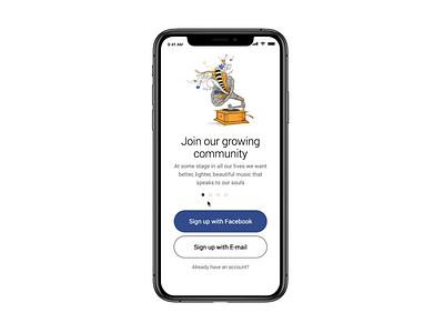 Fortunato - Radio App / Welcome, sign in animation app clear design minimal mobile music radio