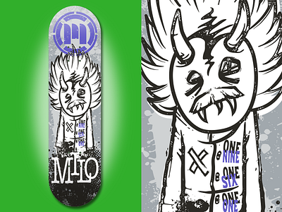 BP Milo shop deck illustration art retro skateboard graphics skateboarding skater