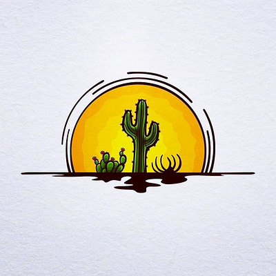 Desert Sunrise cactus colorful desert design illustration illustrator vector