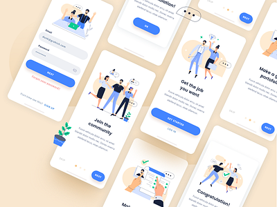 App using Job seeking illustration app branding design illustration job job application job board job portal onboarding seek splashscreen ui ux vector