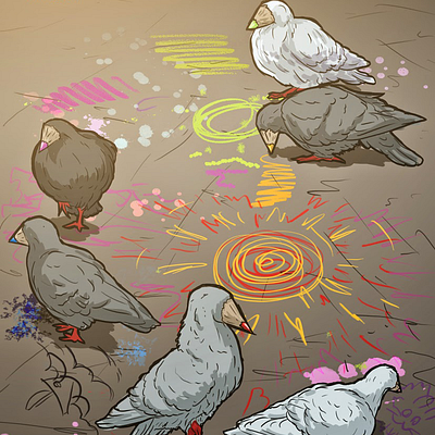 art pigeons art comics digitalart illustration poster