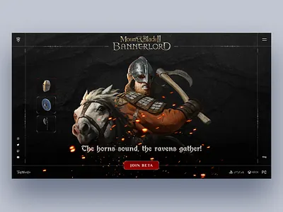 Mount & Blade II: Bannerlord Landing Page UI / UX 2020 black branding clean clean design daily dark fullscreen game games gaming landing page medieval rpg game ui user interface ux web web design web site