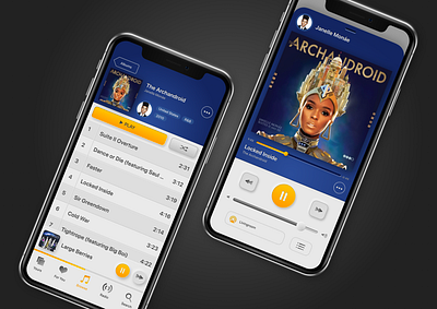 Music Player Design | Walkman x iOS 6 apple blue daily 100 challenge daily ui dailyui dailyui009 design ios ios 6 iphone janelle monáe music music player neumorphism sketch skeuomorphism softui ux walkman yellow