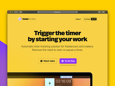 New Klokki Website app clean flat mac macos simple site typogaphy webflow website yellow