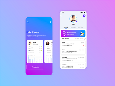 Track your child school success app application child studying childlearning clean colors dailyui design iosdesign mobileapp schoolapp ui ux