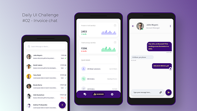 Daily UI Challenge - (02) Invoice chat app adobe xd aesthetic analytics dashboard android android app design chat app clean ui daily ui 002 daily ui challenge dashboard design graphic design invoice design minimalistic mobile order management ui concept ux design uxui uxuidesign