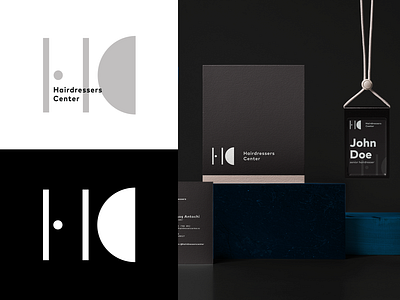 Logo for Hairdressers Center black and white culturalhub hair hair logo hair salon hair studio hairdresser hairdressing hdc minimalist modern monogram simple