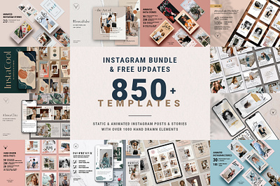 Ultimate Instagram Bundle + Updates animated posts animated stories animated template creative creative market creative template elegant instagram instagram pack instagram post instagram post template instagram posts template instagram stories instagram templates modern products social media social pack template bundle templates