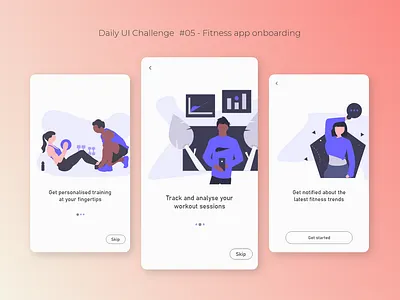 Daily UI Challenge - (05) Fitness app onboarding adobe xd analytics clean ui daily ui 005 daily ui challenge fitness app gym app minimalistic mobile notifications onboarding screen personalised tracking app uiuxdesign ux design uxui