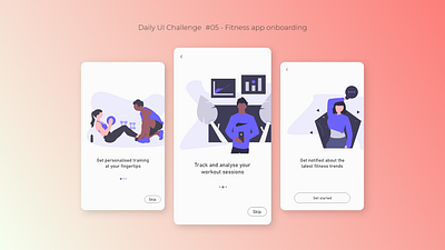 Daily UI Challenge - (05) Fitness app onboarding adobe xd analytics clean ui daily ui 005 daily ui challenge fitness app gym app minimalistic mobile notifications onboarding screen personalised tracking app uiuxdesign ux design uxui