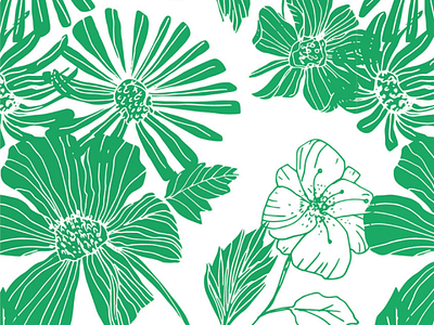 Spring Flowers daisy fashion design flowers green illustration nature pattern design plants spring surface pattern textile design