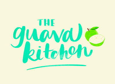 The Guava Kitchen brand brush lettering cafe color graphic design guava hand lettering illustration kitchen lettering logo procreate restaurant tropical tropical leaves