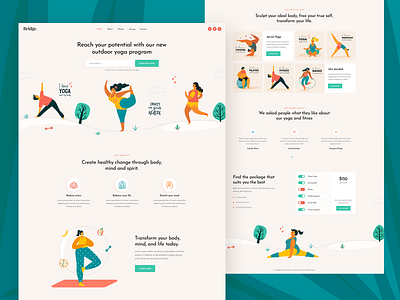 Yoga and Pilates clean creative design fitness illustration landing landing page minimal modern pilates theme ui ux workout yoga