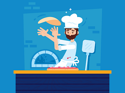 Pizzeria - Cooking Pizza art artwork bakery cartoon character character design chef creative digital flat food funny illustration italy mascot meal pizza pizza box pizza logo pizzeria