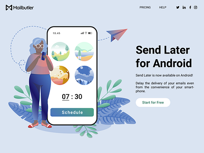 Landing page branding email illustration landing page mobile plants productivity ux vector webdesign