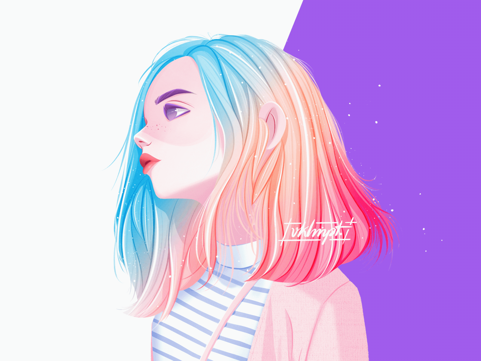 🌈 animated art character cute drawings girl girl character illustration ipadpro procreate rainbow