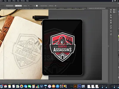 Bandra Assassins - Sketch and Final Version flat illustration logo red sports sports logo
