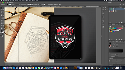 Bandra Assassins - Sketch and Final Version flat illustration logo red sports sports logo