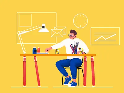 The person that is working is a young worker art design illustration illustration art illustration artist illustration design illustration digital logo ux