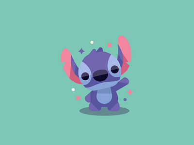 Stitch alien blue disney dribbble flat illustration illustrator logo mickey minimal stitch