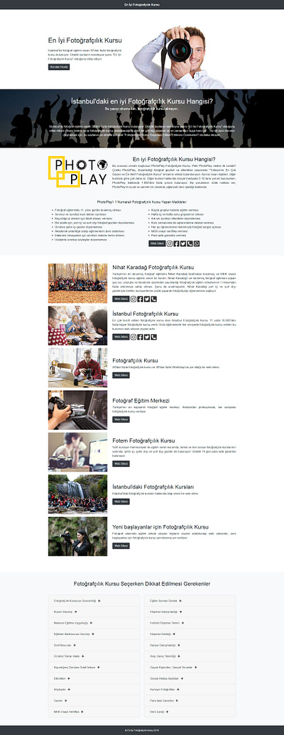 En iyi Fotoğrafçılık Kursu bootstrap business css desktop front end development html landing page mobile responsive web design website