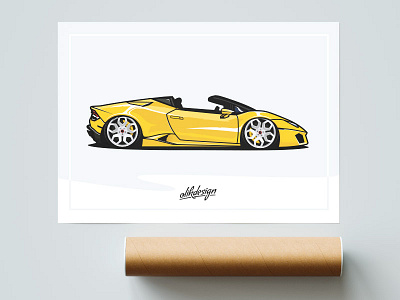 Artwork Poster Lamborghini RWD Spyder art artwork car illustration illustrator lambo lamborghini lowered olikdesign rwd spyder vector