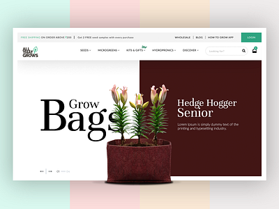 GrowBags banner branding interactive nature photography plants product uiux vegan website