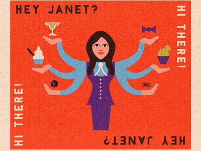 Janet czech illustration janet matchbook retro the good place tv
