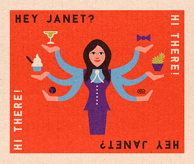 Janet czech illustration janet matchbook retro the good place tv