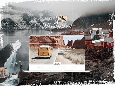 Wanderland adventure blog blogger design digital nomad landing page layout modern responsive theme travel blog travel blogger travel website traveling travelogue ui ux web website mockup wordpress