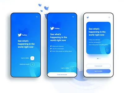 Twitter app concept - Welcome screen app appdesign blue clean concept design app figma interface mobile mobile ui modern twitter ui uidesign uidesigner uidesigns uiux uiuxdesign ux vector