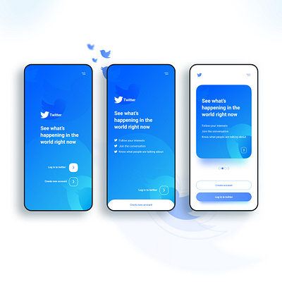 Twitter app concept - Welcome screen app appdesign blue clean concept design app figma interface mobile mobile ui modern twitter ui uidesign uidesigner uidesigns uiux uiuxdesign ux vector