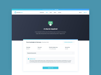 Visa Service Website costume cyan documents landingpage required research service fee tour tourism travel uidesign uiux visa visa card website