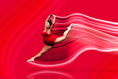 Dancer in red photo manipulation photoshop