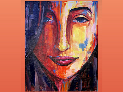 Self portrait abstract acrylic canvas character design painting portrait