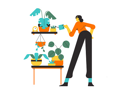 Urban Jungle character characterdesign editorial foliage graphic illustration jungle lady plants simple vector woman