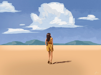 She Walks girl illustration paint brush painting procreate she walking