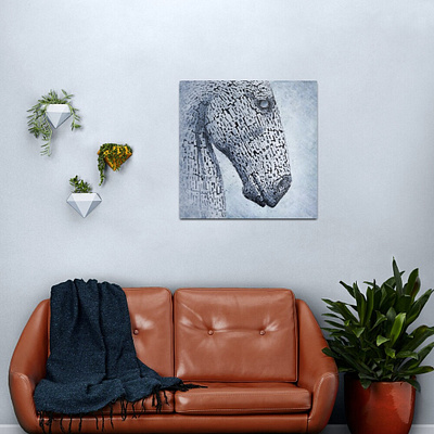 Kelpies in the Rain - wall art art blue digital art interior decor interior design poster print rain sculpture wall art