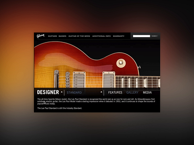 Gibson USA Product Navigation animation gibson navigation trade gothic ui ux