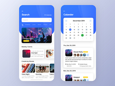 Party App calendar clean create event event app illustration ios party app party event ui uiux ux