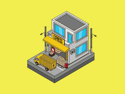 Pick Up building goods illustration isometric vector