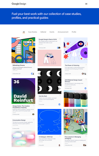 Google Design: Landing Page articles casestudy design google google design homepage landing page profiles ui